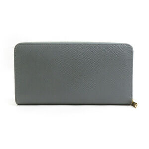 Celine round gray zipper long leather wallet